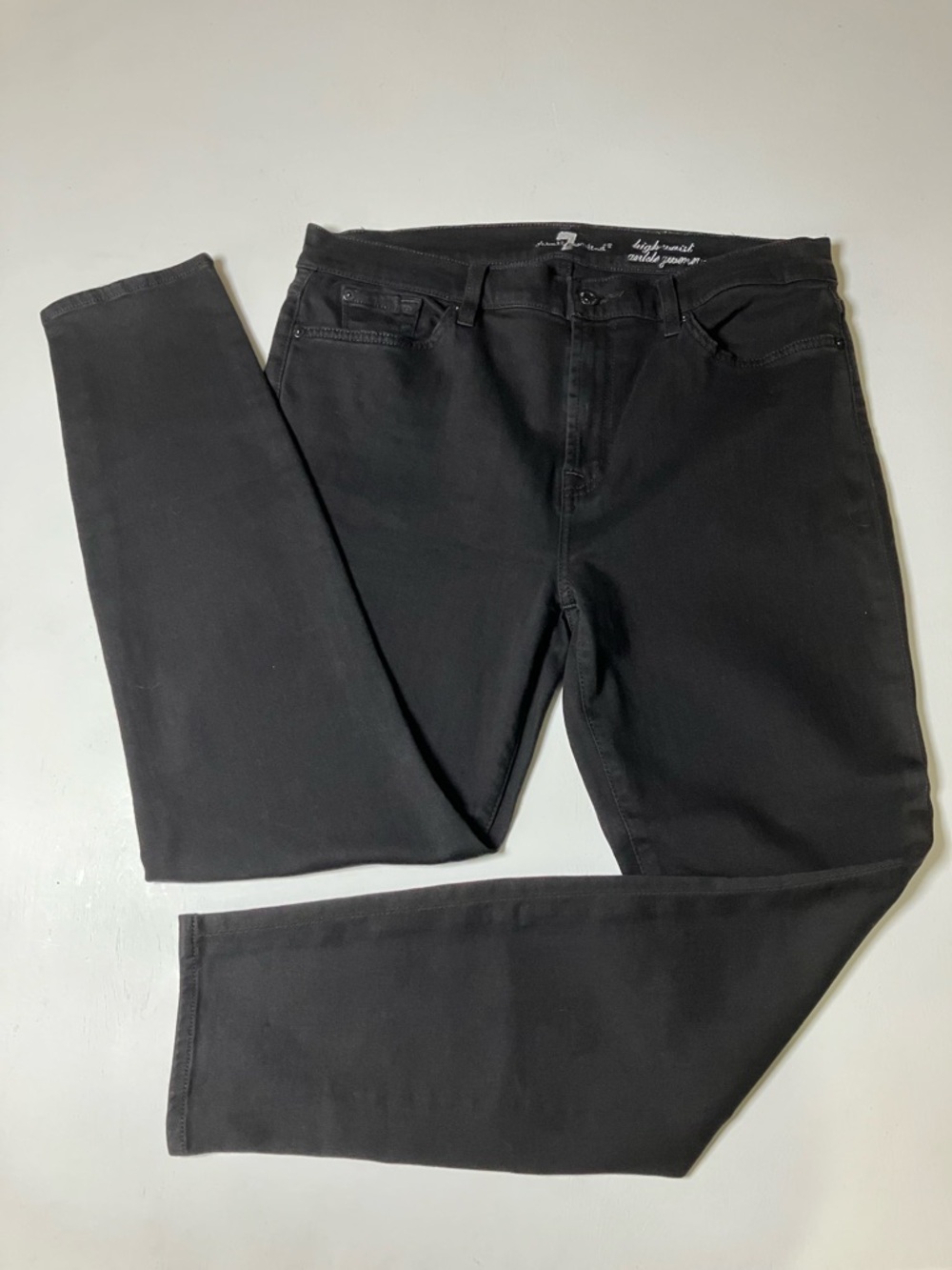 7 For All Mankind | Black High-Rise Ankle Jeans